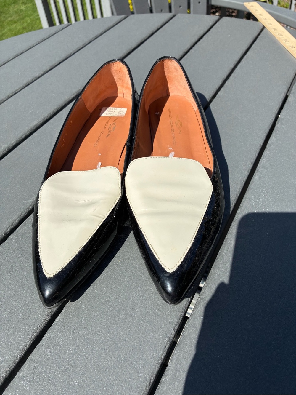Brenda Zaro Black and White Pointed Toe Women's Flats EU 39 US 8.5/9